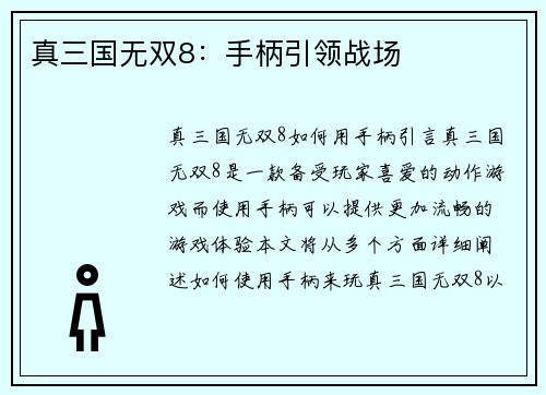 真三国无双8：手柄引领战场
